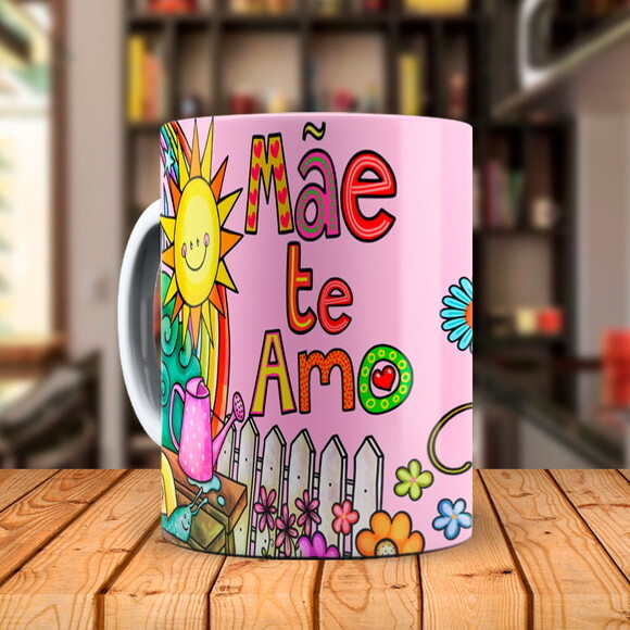Caneca Mãe Te Amo com Nome Personalizado