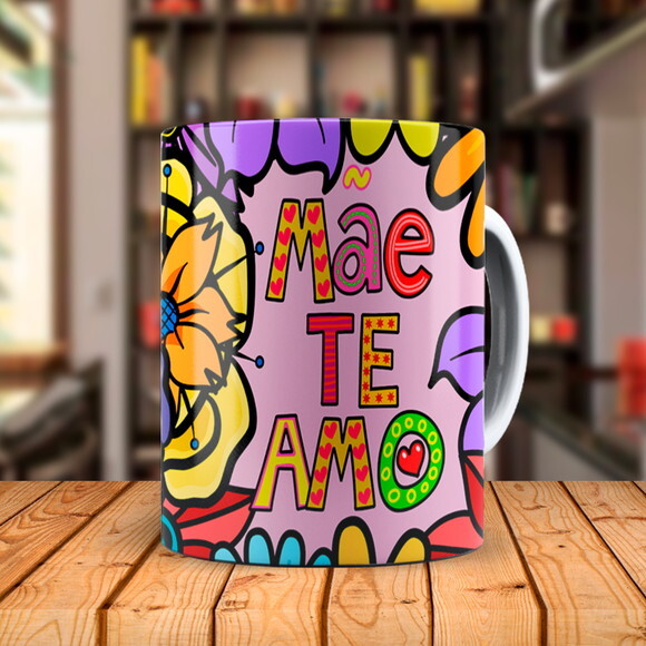 Caneca Mãe Te Amo Florida com Nome Personalizado