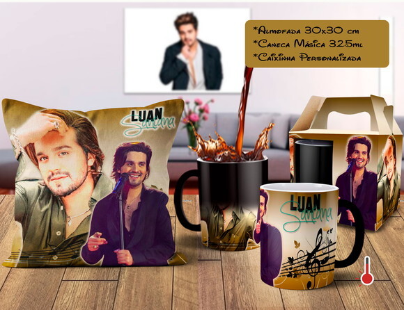 Caneca Mágica + Almofada Cantor Luan Santana com Nome