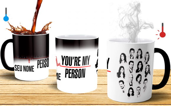 Caneca Mágica + Almofada Mágica Série Greys Anatomy com Nome