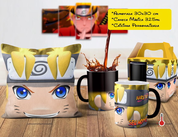 Caneca Mágica + Almofada Naruto com Nome