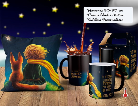 Caneca Mágica + Almofada O Pequeno Príncipe com Nome