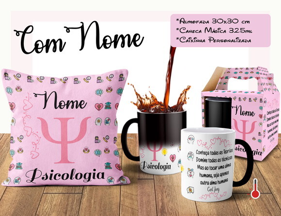 Caneca Mágica + Almofada Psicologia com Nome