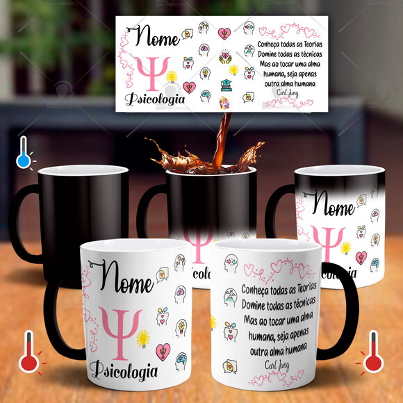 Caneca Mágica + Almofada Psicologia com Nome