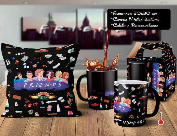 Caneca Mágica + Almofada Série Friends com Nome