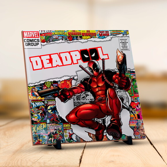 Caneca Mágica + Azulejo Personalizado Deadpool Marvel