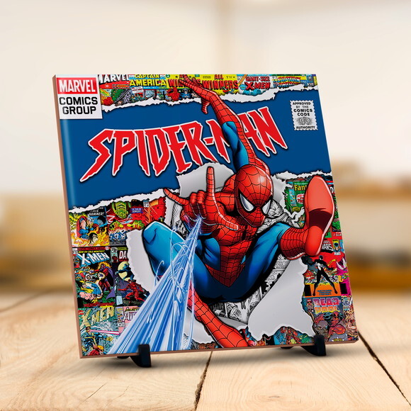 Caneca Mágica + Azulejo Homem Aranha Marvel