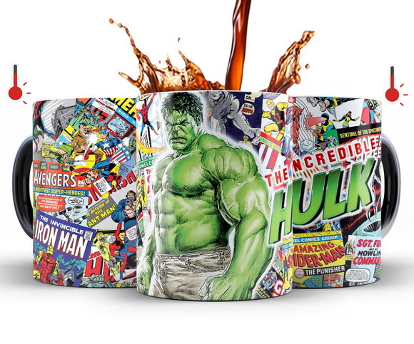 Caneca Mágica + Azulejo Personalizado Hulk Marvel