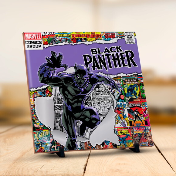 Caneca Mágica + Azulejo Personalizado Pantera Negra Marvel