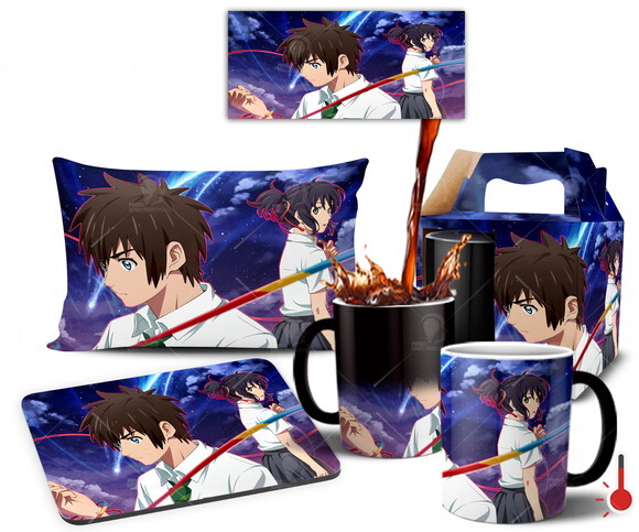 Caneca Mágica + Kit Anime Your Name Netflix - Mod 001