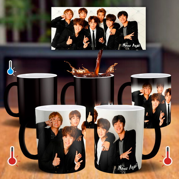 Caneca Mágica + Kit com chinelo Bts K-pop