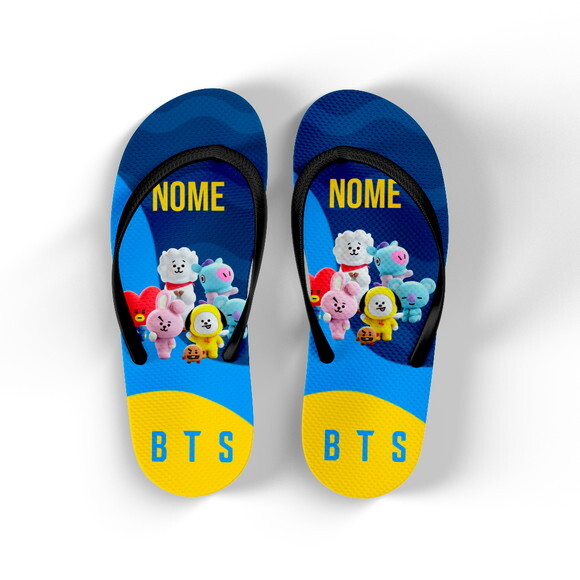 Caneca Mágica + Kit com Chinelo Bts K-pop com Nome