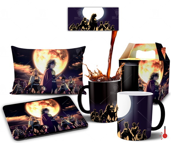 Caneca Mágica + Kit Demon Slayer Kimetsu No Yaiba Hashira