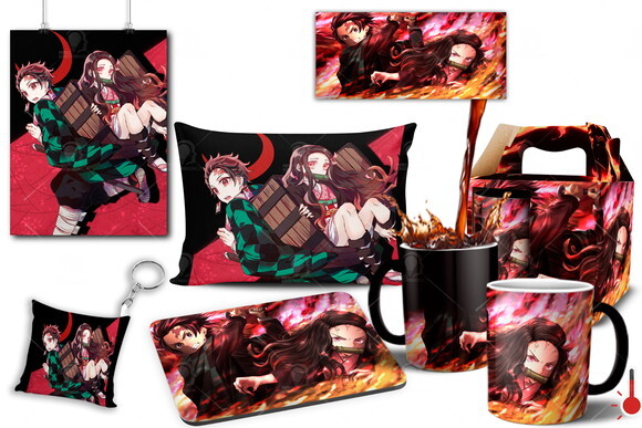Caneca Mágica + Kit Geek Demon Slayer Kimetsu No Yaiba - 002
