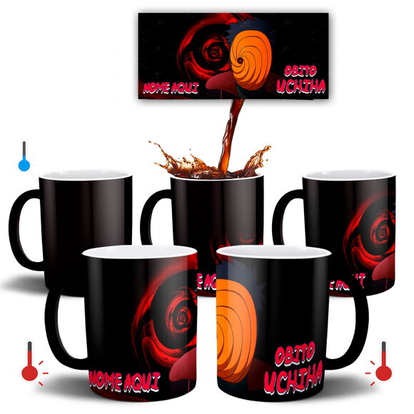 Caneca Mágica + Kit Geek Obito Uchiha com Nome