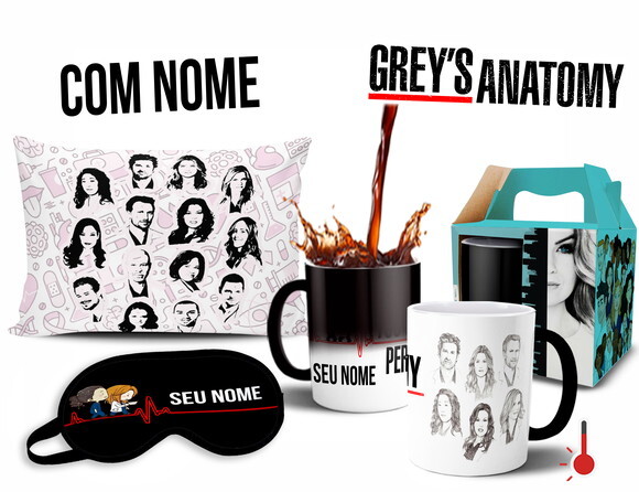 Caneca Mágica + Kit Greys Anatomy com Nome