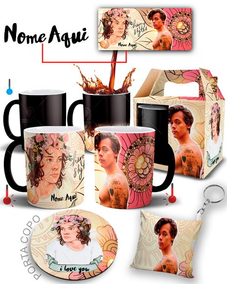 Caneca Mágica + kit Harry Styles com Nome