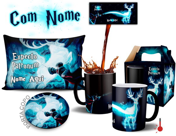 Caneca Mágica + kit Harry Potter Expecto Patronum -Mod 004