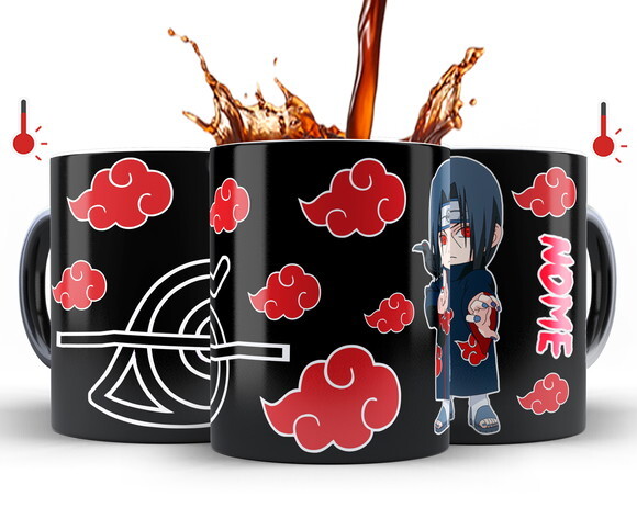 Caneca mágica + Kit Itachi Uchiha Naruto com Nome