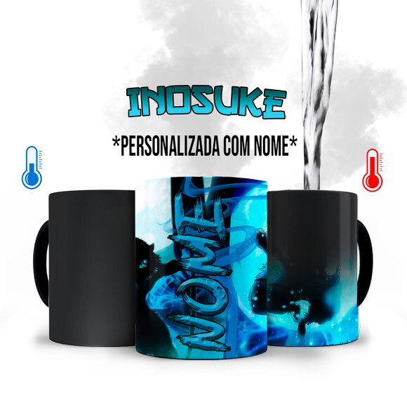 Caneca Mágica + Kit Inosuke Demon Slayer com Nome