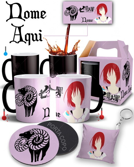 Caneca Mágica + Kit Nanatsu no Taizai Gowther Pecado Luxúria