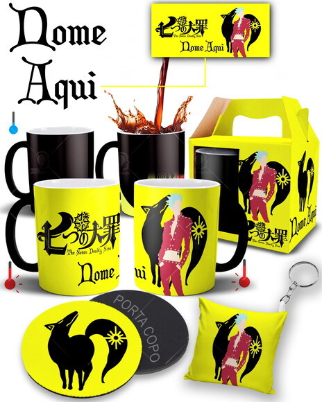 Caneca Mágica + Kit Nanatsu no Taizai Ban Pecado da Ganância