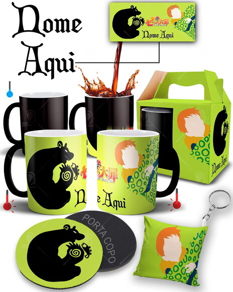 Caneca Mágica + Kit Nanatsu no Taizai King Pecado Preguiça