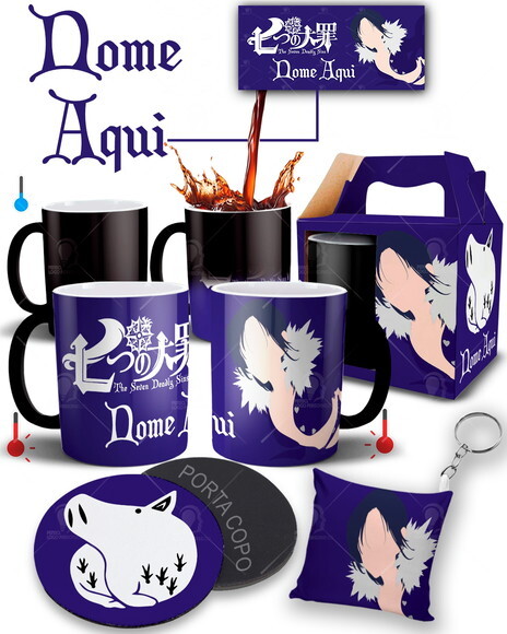 Caneca Mágica + Kit Nanatsu no Taizai Merlin Pecado Inveja