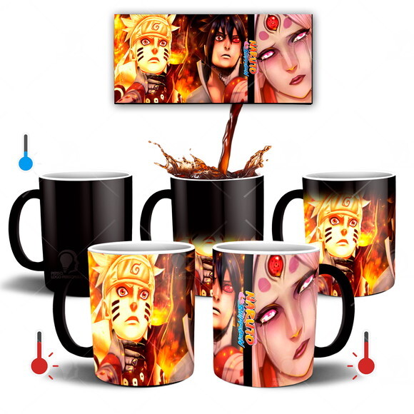 Caneca Mágica + Kit Naruto e Sasuke vs Kaguya Otsutsuki