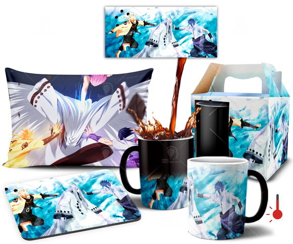Caneca Mágica + Kit Naruto e Sasuke vs Kaguya Otsutsuki