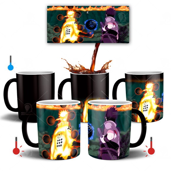 Caneca Mágica + Kit Naruto e Sasuke vs Uchiha Madara