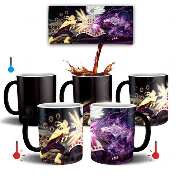 Caneca Mágica + Kit Naruto e Sasuke vs Uchiha Madara