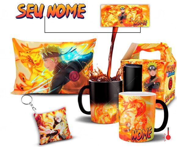 Caneca Mágica + Kit Naruto Shippuden com Nome Mod 001