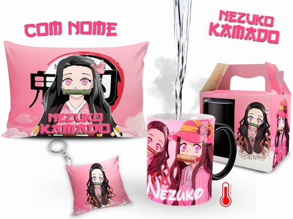 Caneca Mágica + Kit Nezuko Demon Slayer com Nome