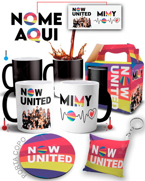 Caneca Mágica + Kit Now United Grupo Musical Com seu Nome
