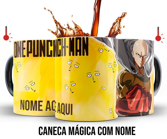 Caneca Mágica + Kit one punch Saitama com Nome