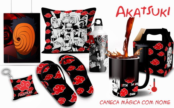 Caneca Mágica + Kit Personalizado Akatsuki Naruto