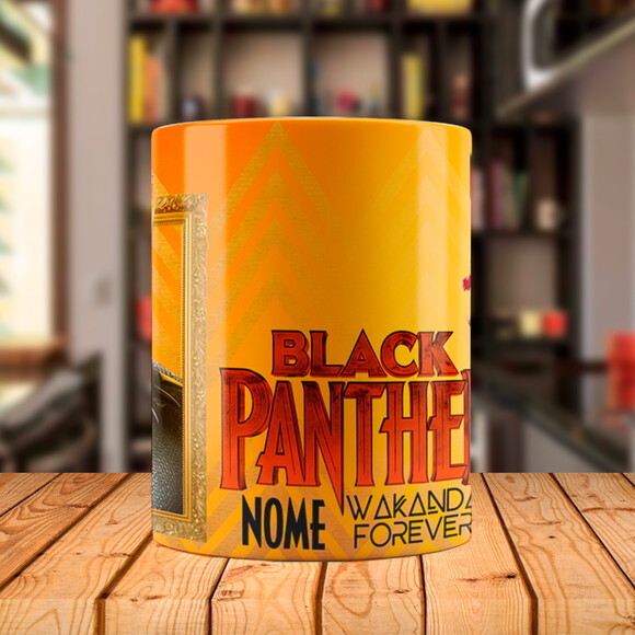 Caneca Mágica + Kit Pantera Negra Wakanda Forever com Nome