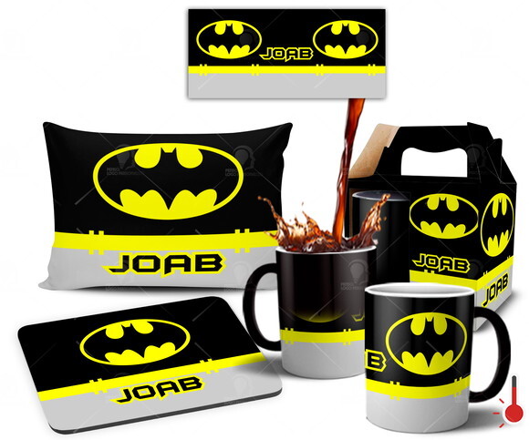 Caneca Mágica + Kit personalizado Batman - Mod001