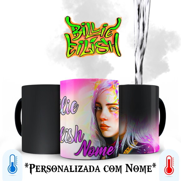 Caneca Mágica + Kit Personalizado Billie Eilish com Nome