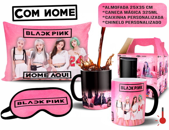 Caneca Mágica + Kit Personalizado Black Pink com Nome