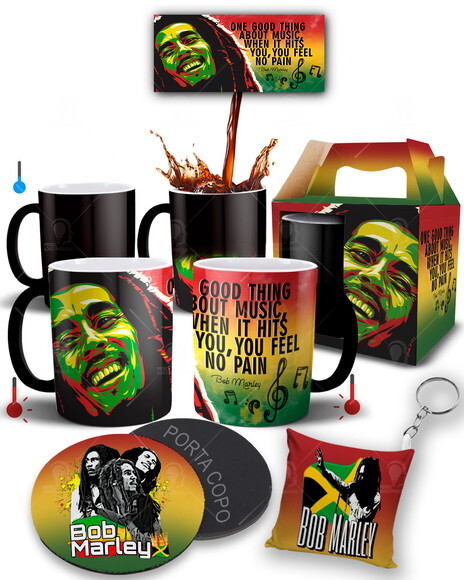 Caneca Mágica + Kit Personalizado Bob Marley Reggae