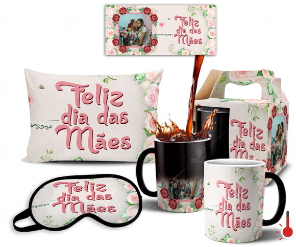 Caneca Mágica + Kit Personalizado Feliz dia das Mães - Md03