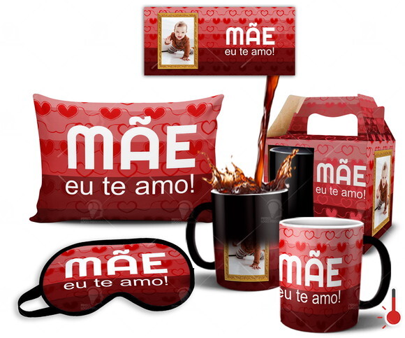Caneca Mágica + Kit Personalizado Feliz dia Mães com Foto