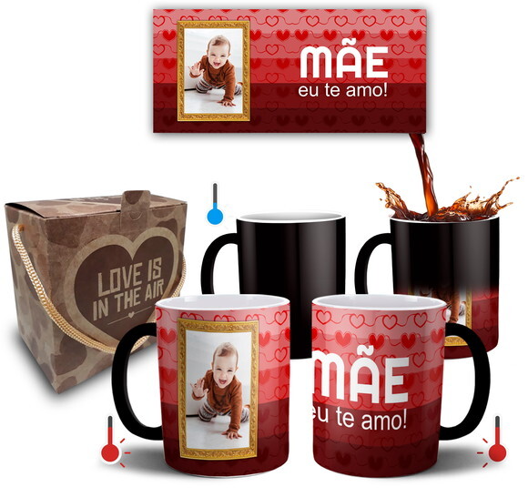 Caneca Mágica + Kit Personalizado Feliz dia Mães com Foto