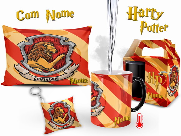 Caneca Mágica + Kit Personalizado Harry Potter Grifinória