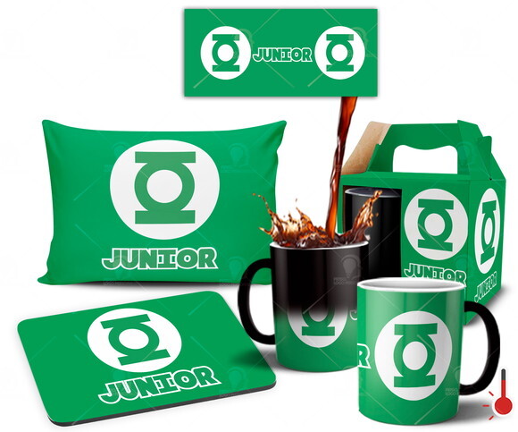 Caneca Mágica + Kit personalizado Lanterna Verde com Nome