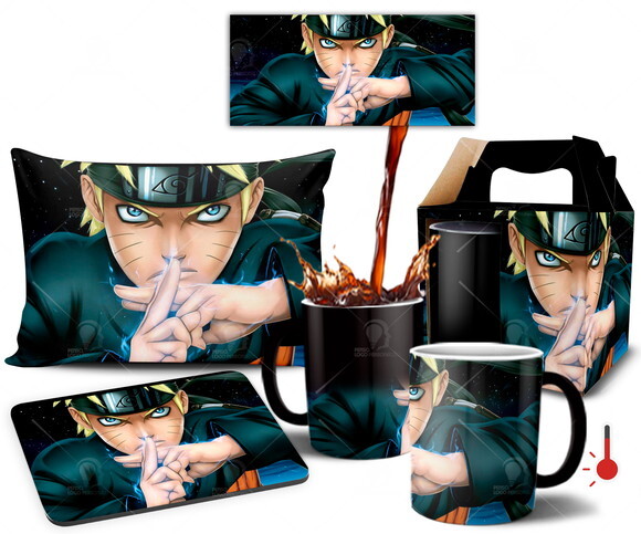 Caneca Mágica + Kit personalizado Naruto Shippuden Uzumaki