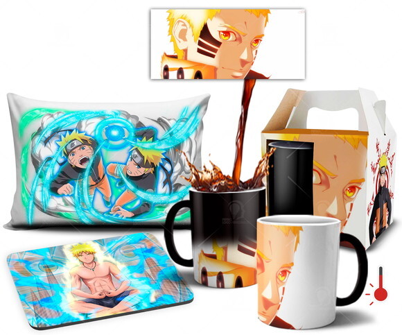 Caneca Mágica + Kit personalizado Naruto Shippuden Uzumaki
