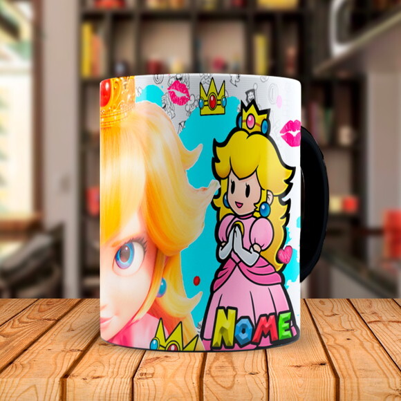 Caneca Mágica + Kit Personalizado Princesa Peach com Nome